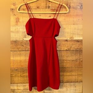 Blue Blush Cutout Red Mini Dress
